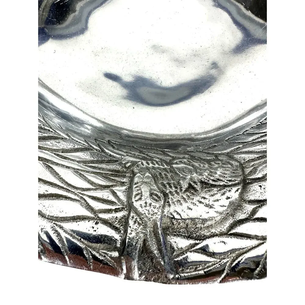 Oval Aluminum Bowl Embossed in a Bunny/Leaf Pattern 13.25